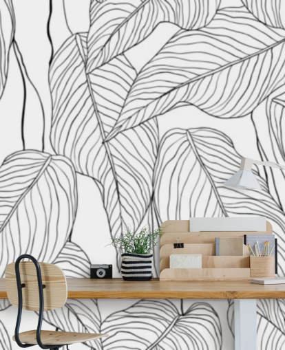 papel pintado de hojas tropicales ilustradas