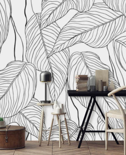 papel pintado de hojas tropicales ilustradas