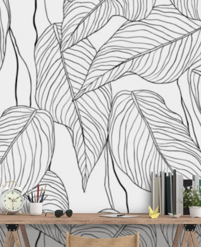 illustrated tropical leaves wallpaper