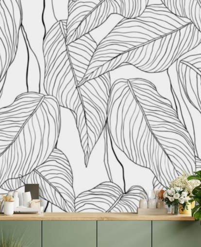 folhas tropicais ilustradas papel de parede