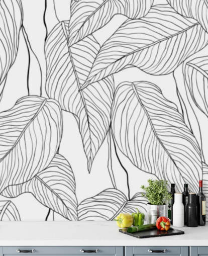 papel pintado de hojas tropicales ilustradas