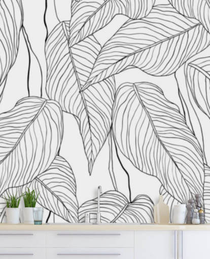 papel pintado de hojas tropicales ilustradas papel pintado de hojas tropicales ilustradas