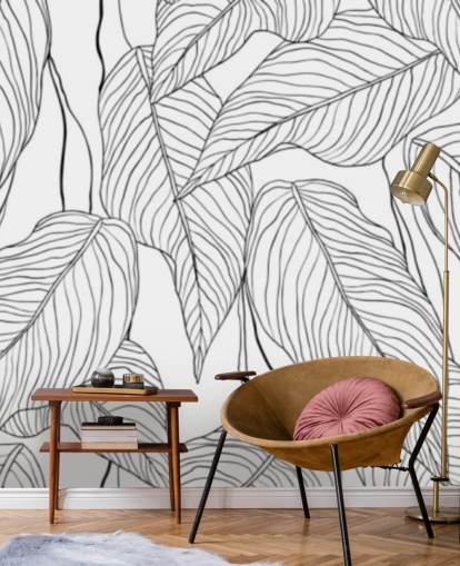 folhas tropicais ilustradas papel de parede