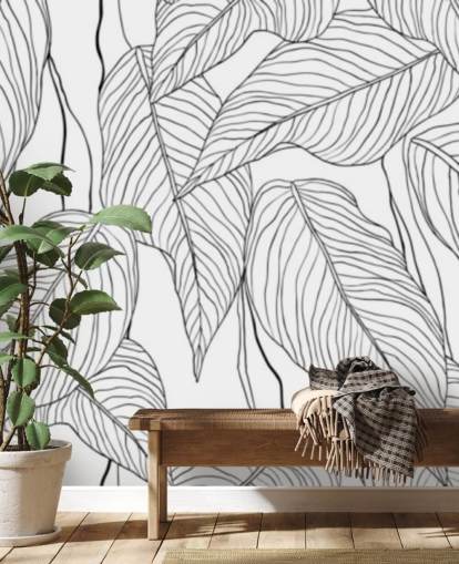 geïllustreerd tropisch blad behang geïllustreerd tropisch blad behang