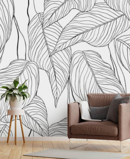 illustrated tropical leaves wallpaper