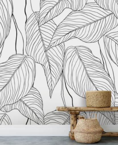 illustrated tropical leaves wallpaper