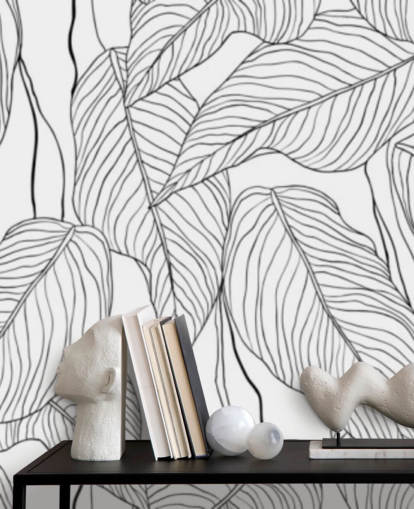 illustrated tropical leaves wallpaper