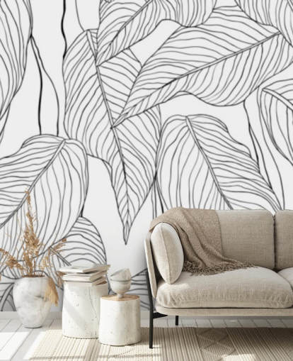 illustrerade tropiska blad tapet illustrerade tropiska blad tapet