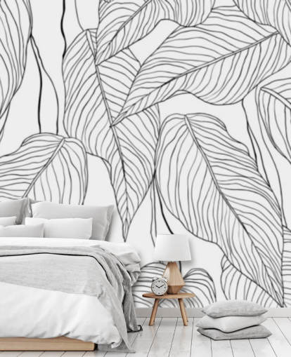 folhas tropicais ilustradas papel de parede
