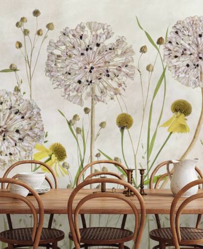 gelbe Gänseblümchen und weiße Blumen Tapete