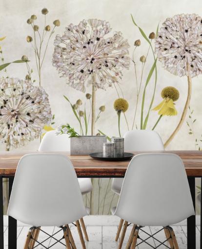 gelbe Gänseblümchen und weiße Blumen Tapete