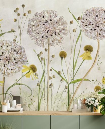 papel pintado de margaritas amarillas y flores blancas papel pintado de margaritas amarillas y flores blancas