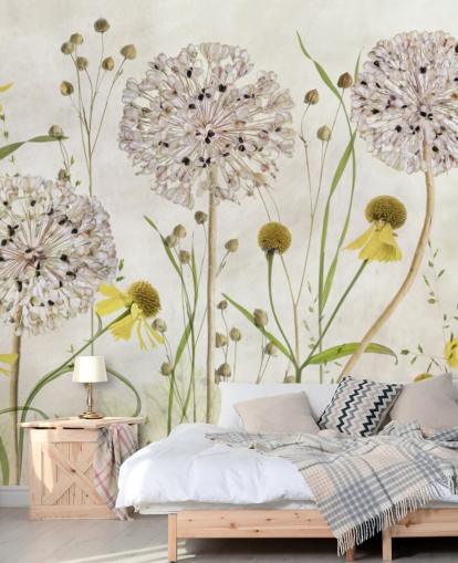 papel pintado de margaritas amarillas y flores blancas papel pintado de margaritas amarillas y flores blancas