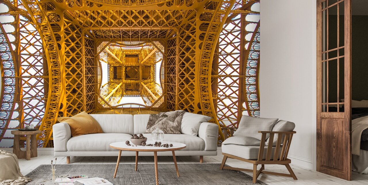 Mustard Eiffel Tower Wall Mural Wallsauce UK