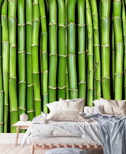 Papel pintado de tallos verdes de bambú Papel pintado de tallos verdes de bambú