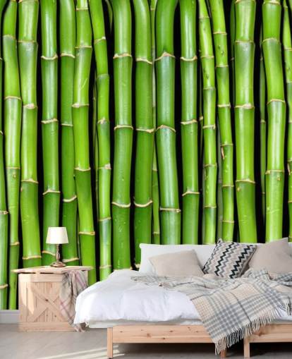 Papel pintado de tallos verdes de bambú