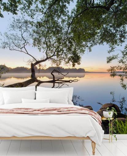 Friedliches Seetapeten-Wandbild namens Lake View von 1x für Heimbüros und Unternehmen