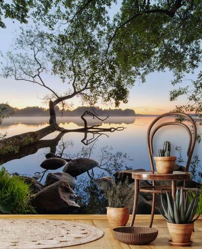 Friedliches Seetapeten-Wandbild namens Lake View von 1x für Heimbüros und Unternehmen