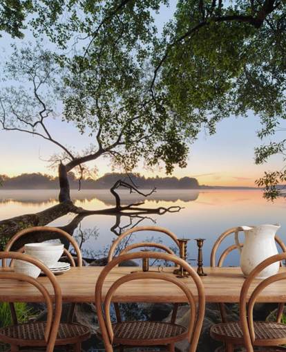 Friedliches Seetapeten-Wandbild namens Lake View von 1x für Heimbüros und Unternehmen