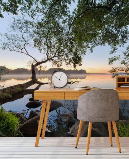 Friedliches Seetapeten-Wandbild namens Lake View von 1x für Heimbüros und Unternehmen