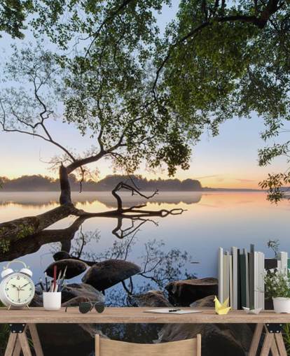 Friedliches Seetapeten-Wandbild namens Lake View von 1x für Heimbüros und Unternehmen