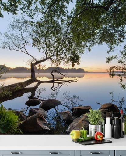 fredeligt tapetmaleri ved søen kaldet Lake View by 1x til hjemmekontorer og virksomheder