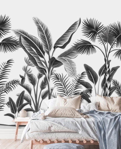 papel de parede ilustrado em preto e branco