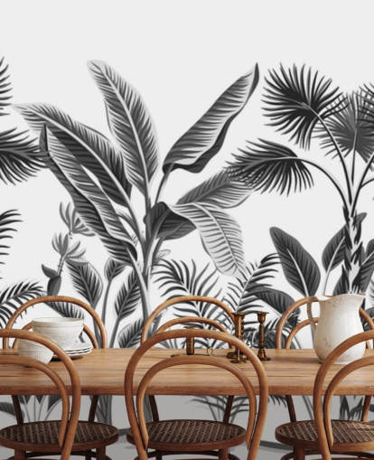 papel de parede ilustrado em preto e branco