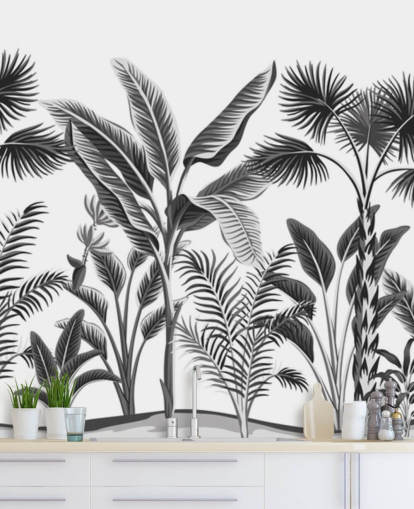 papel de parede ilustrado em preto e branco