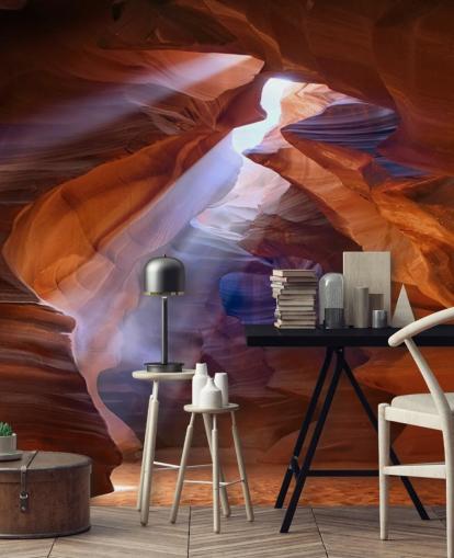 grotte de sable avec lumière filtrant à travers le papier peint