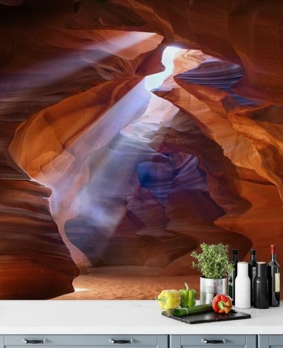 grotte de sable avec lumière filtrant à travers le papier peint