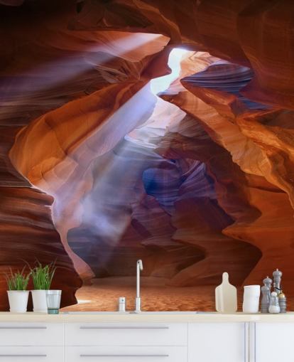 grotte de sable avec lumière filtrant à travers le papier peint