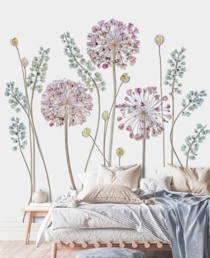 lila und blau schattierte Blumentapete