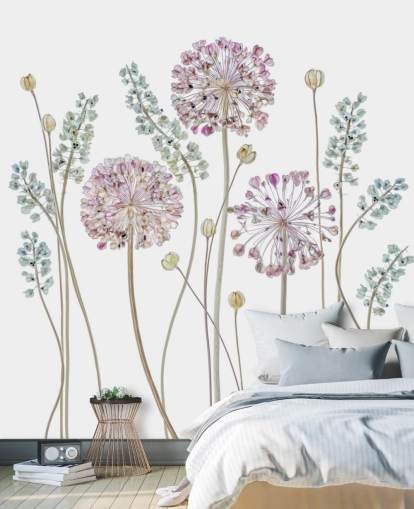 lila und blau schattierte Blumentapete lila und blau schattierte Blumentapete