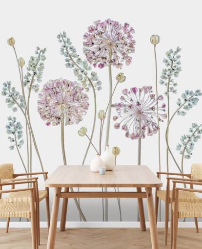 lilac and blue shaded floral wallpaper