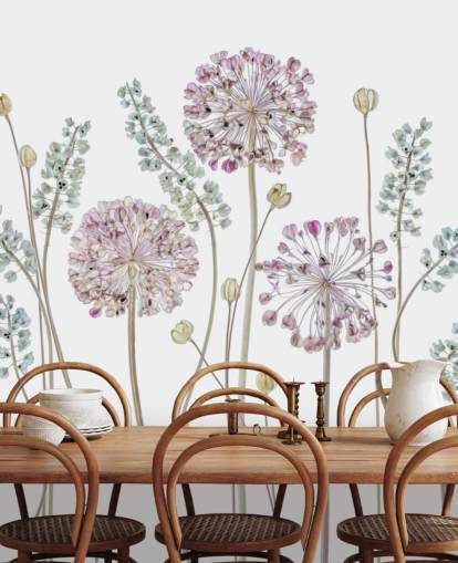 lilac and blue shaded floral wallpaper