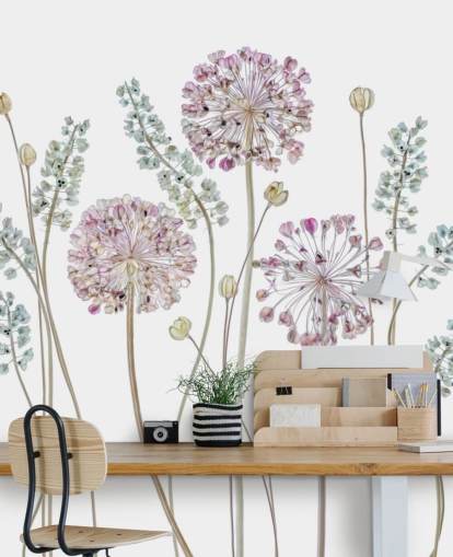 lilla og blå skyggelagt floral tapet