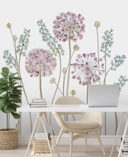 lila und blau schattierte Blumentapete lila und blau schattierte Blumentapete