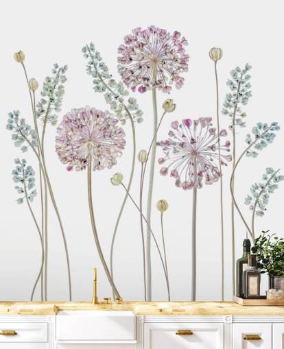 lila und blau schattierte Blumentapete