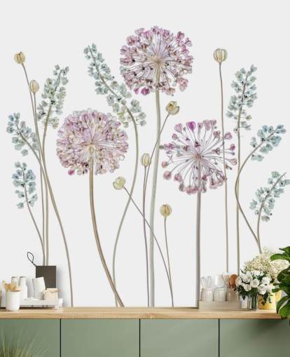 lila und blau schattierte Blumentapete