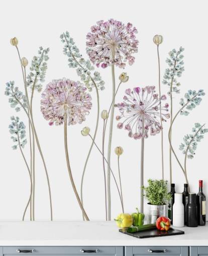 lilac and blue shaded floral wallpaper