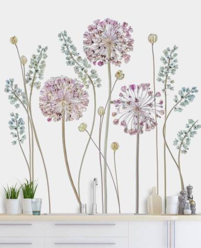 lilac and blue shaded floral wallpaper