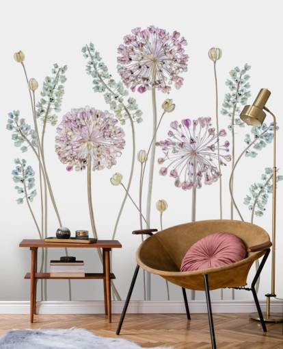 lila und blau schattierte Blumentapete