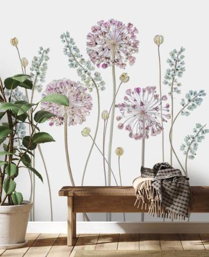 lilla og blå skyggelagt floral tapet