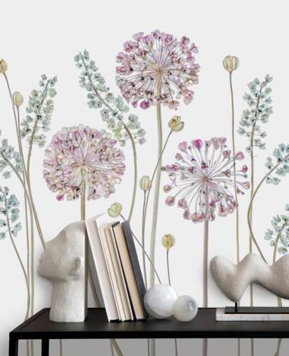 papier peint floral ombragé lilas et bleu