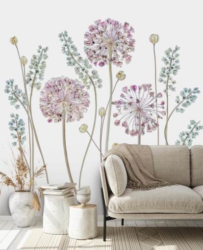 lila und blau schattierte Blumentapete