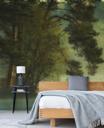 toni dorati su un'isola alberata e un lago calmo con due anatre carta da parati toni dorati su un'isola alberata e un lago calmo con due anatre carta da parati