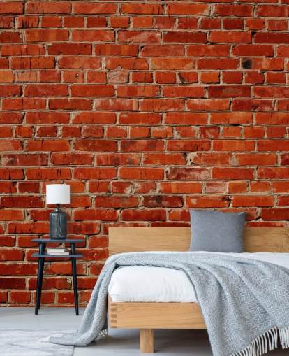 röd anpassningsbar tegel tapet väggmålning kallad Red Brick Wall för sovrum och kontor