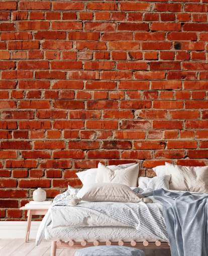 mural de papel pintado de ladrillo rojo personalizable llamado Red Brick Wall para dormitorios y oficinas