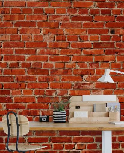 red customisable brick wallpaper mural called Red Brick Wall for bedrooms and offices